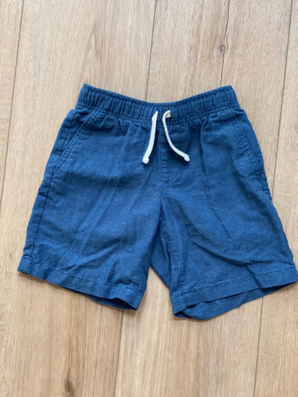 Old Navy Washed Blue Drawstring Linen Blend Boys Shorts Great Condition